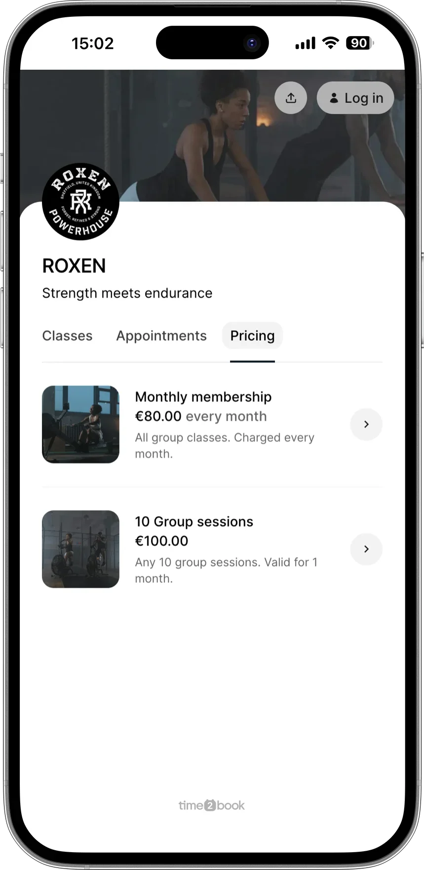 Pricing page for Pilates studio in class scheduling software