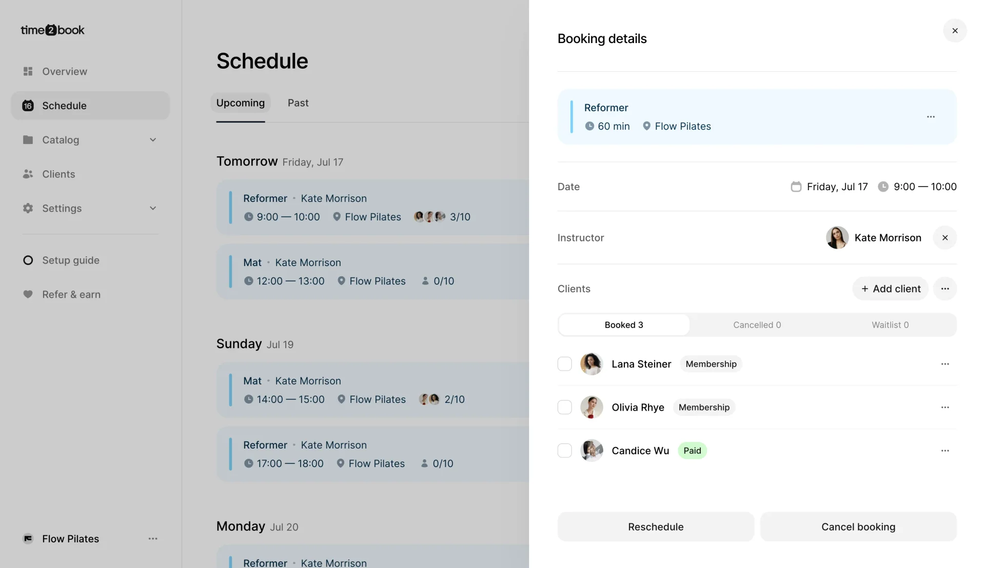 Boxing gym management software dashboard