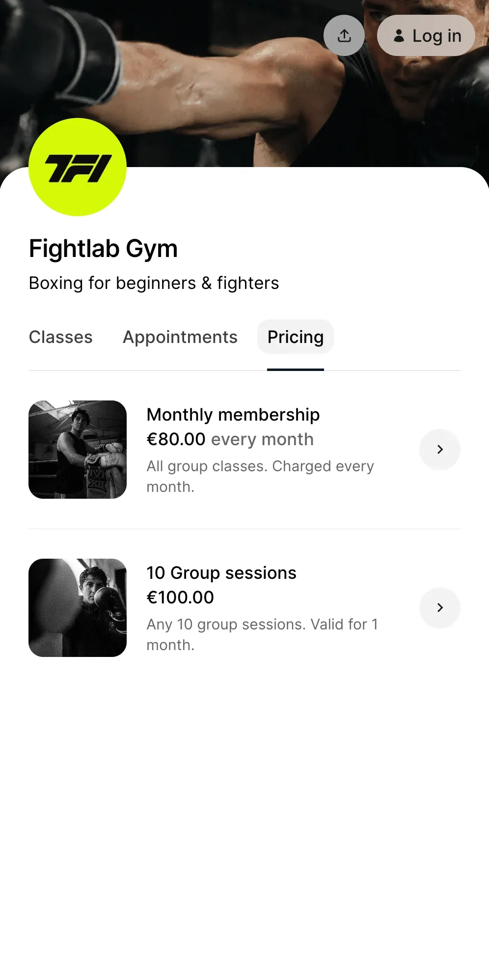 Boxing gym payments software
