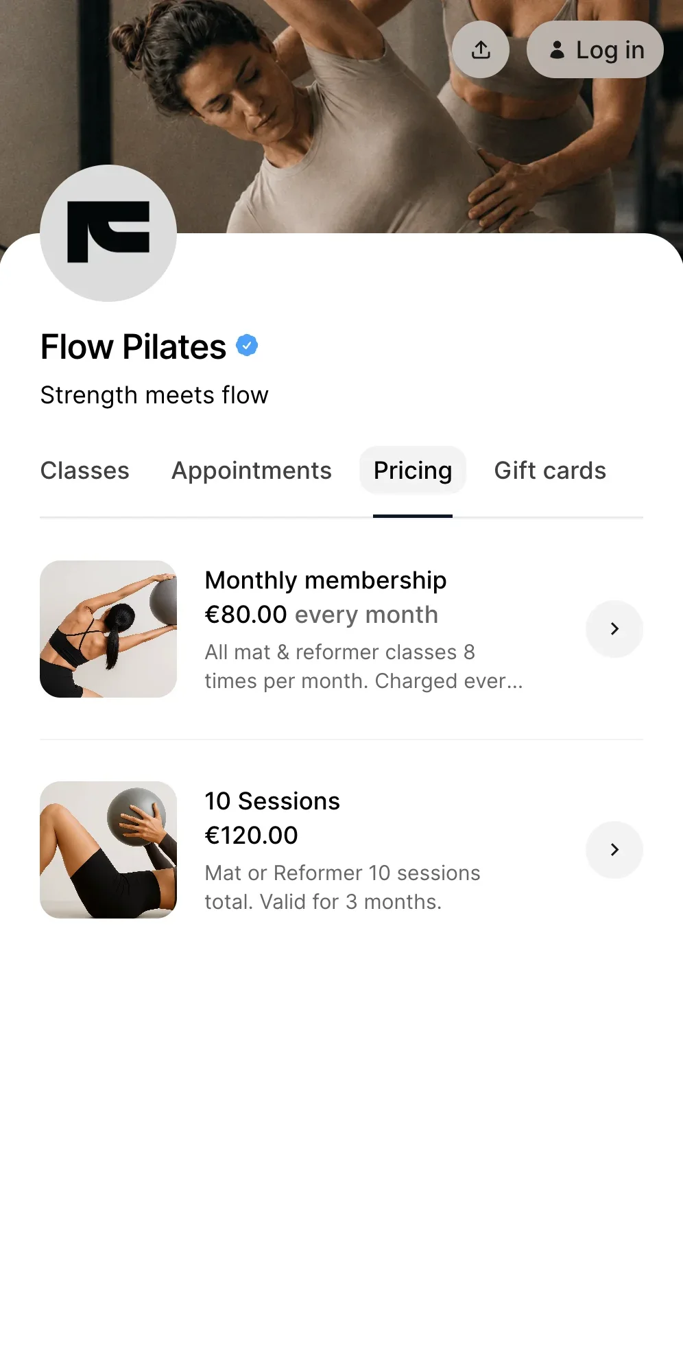 Payments software for fitness studios