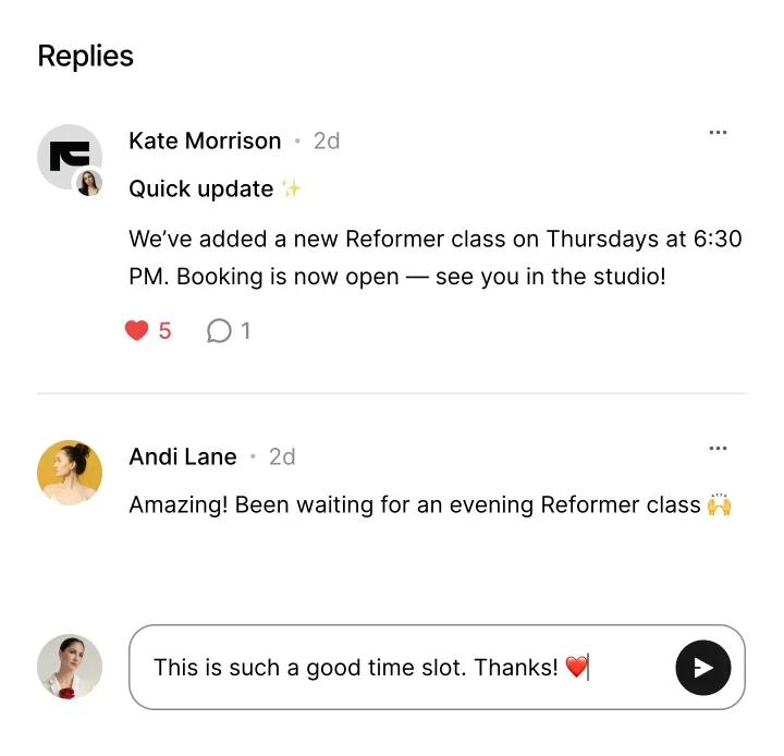 Fitness studio pricing software example