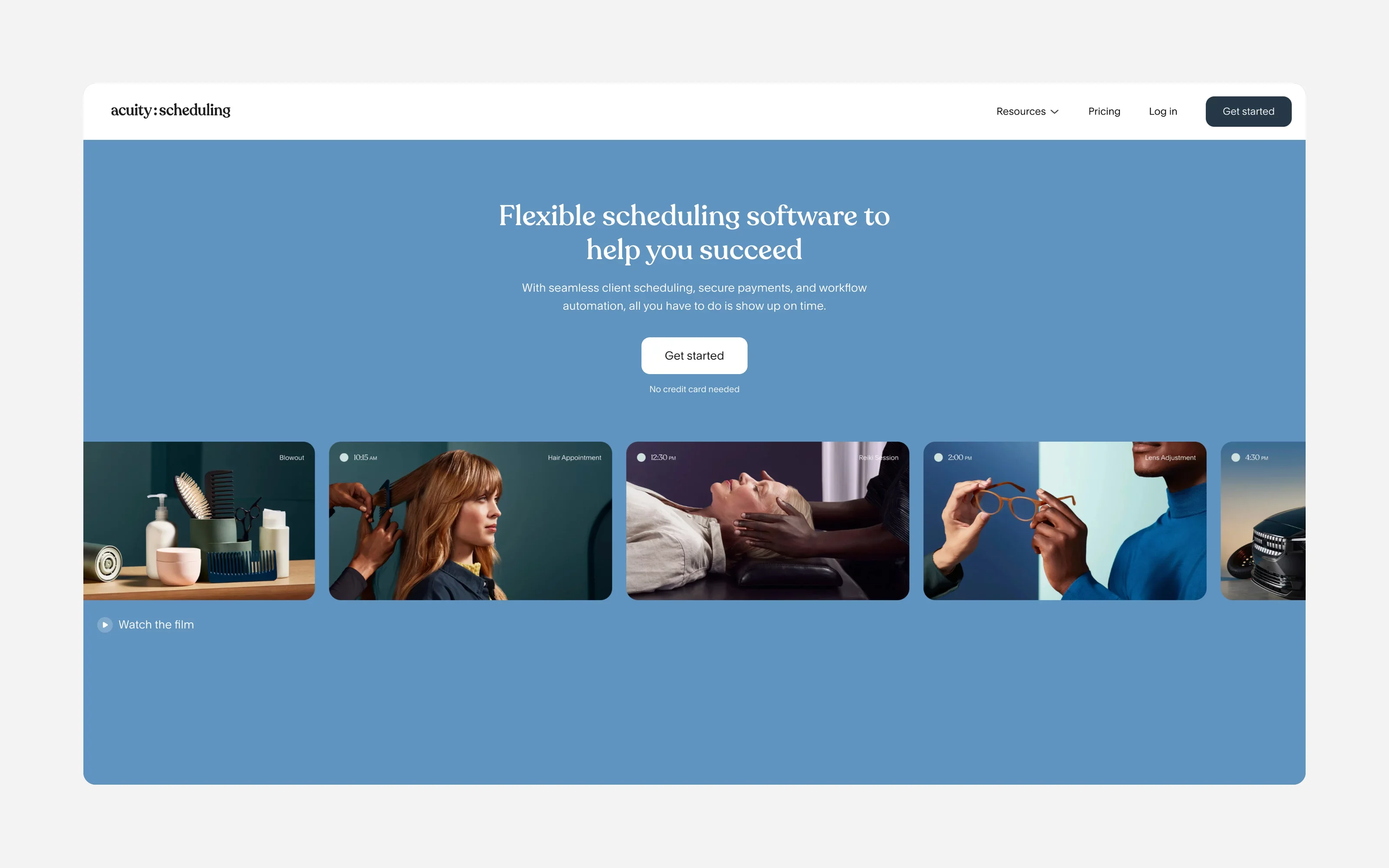 Acuity Scheduling dashboard – massage business setup