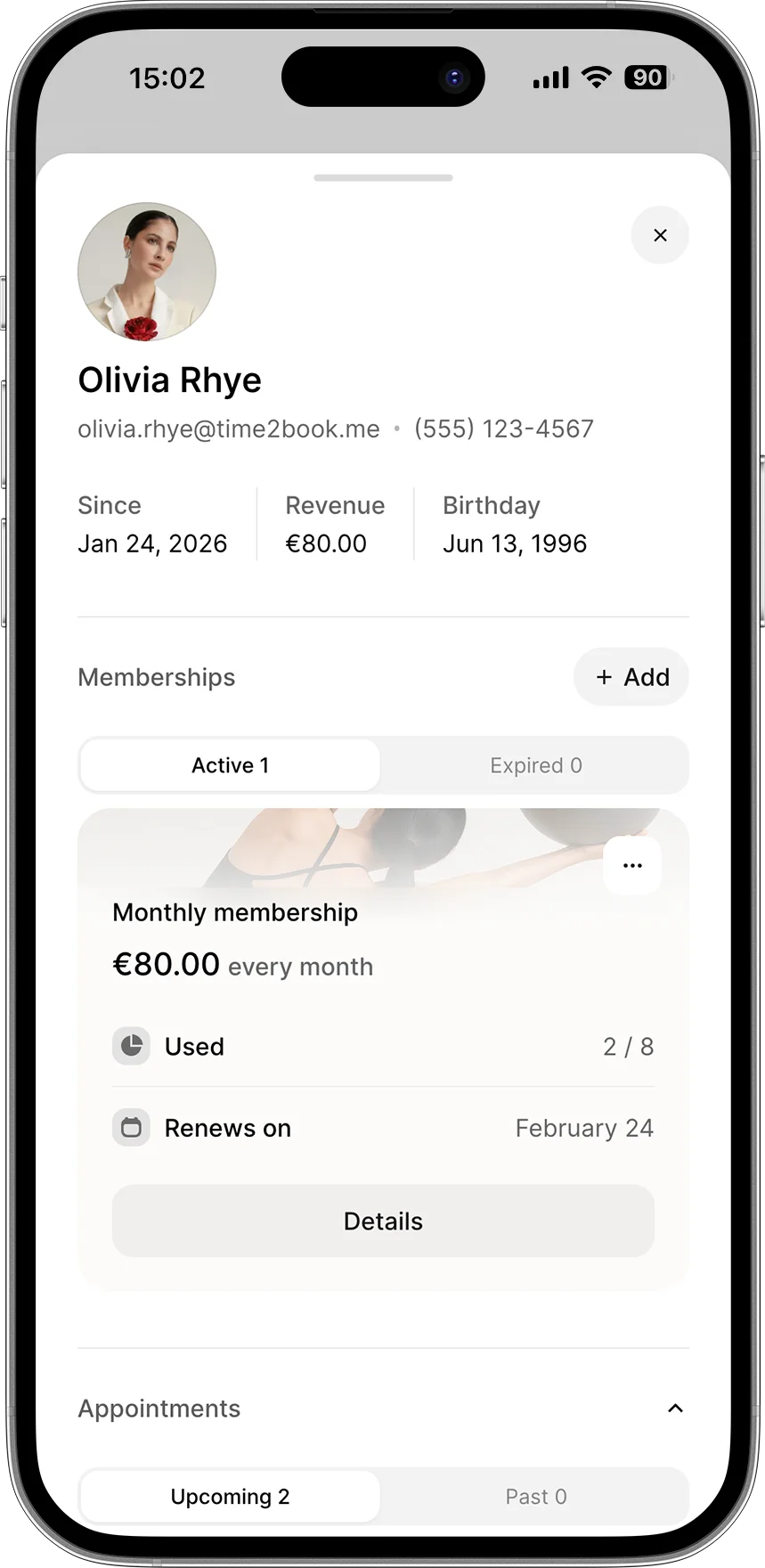 Client management dashboard fitness studio software