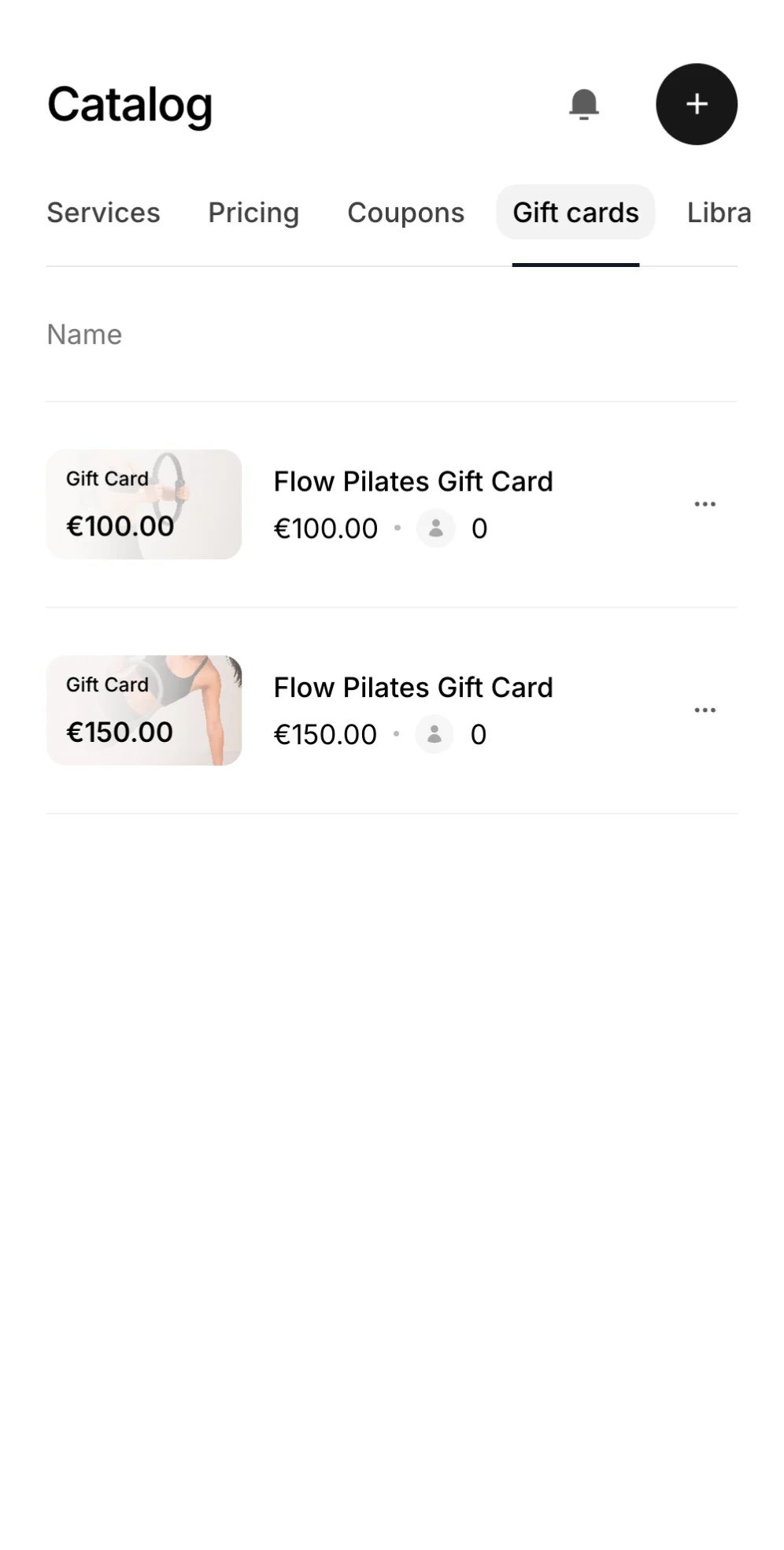 Gift cards in the Time2book catalog