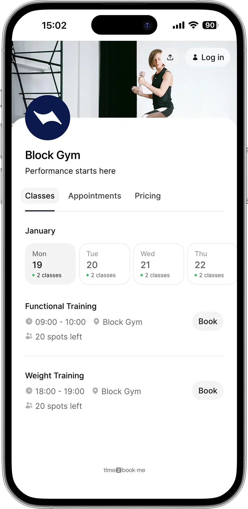 Group training Booking software