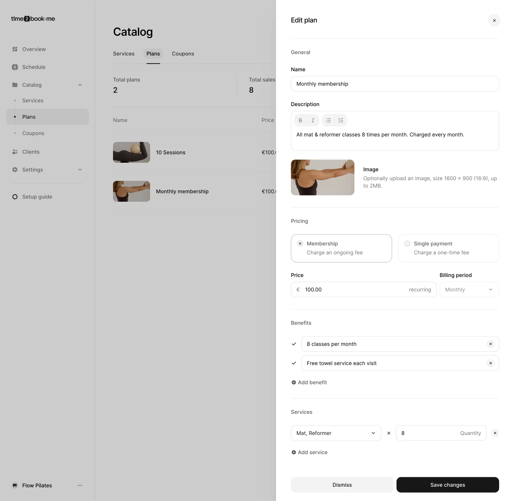 Membership and class package managing using Time2book