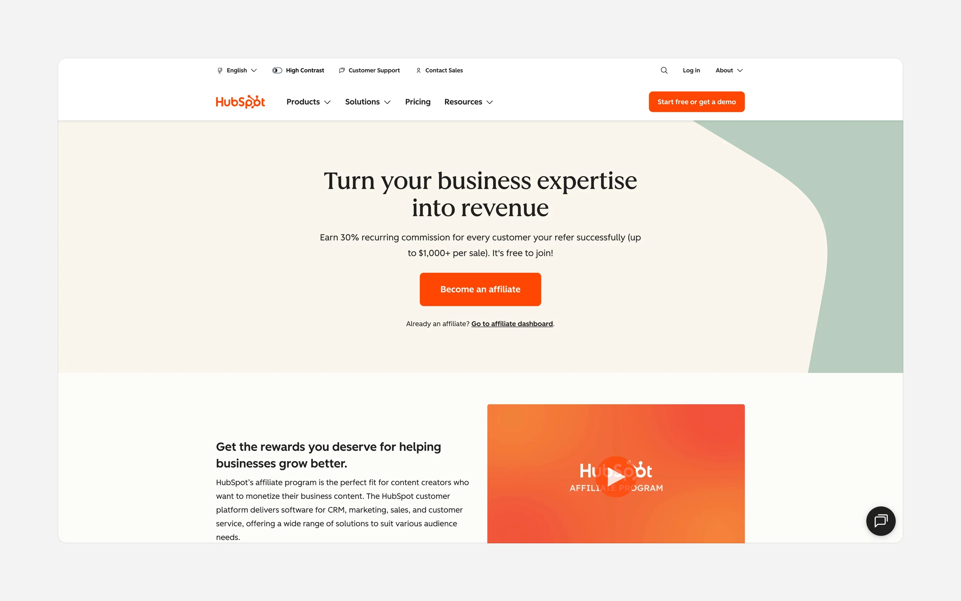 Highest paying affiliate programs #3 HubSpot