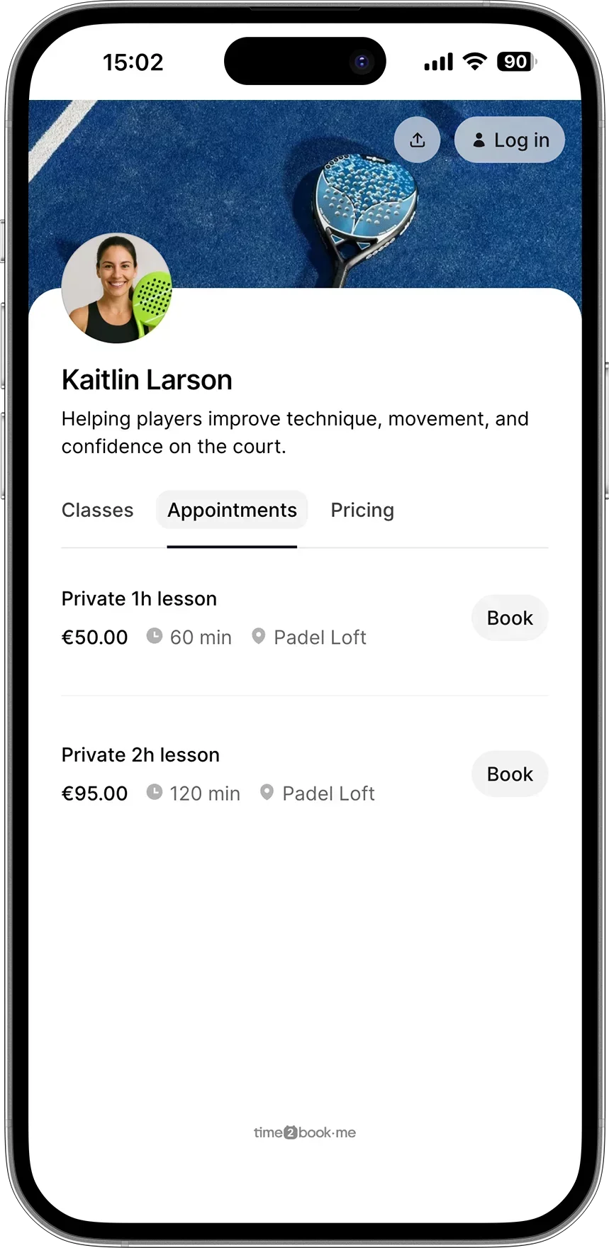 Padel coach Booking software
