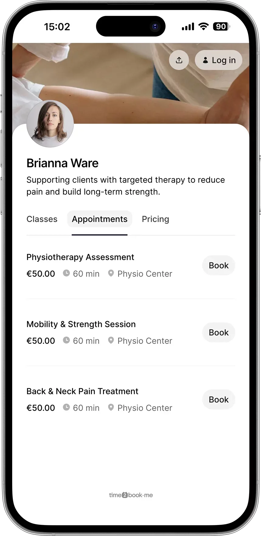 Physiotherapist Booking software