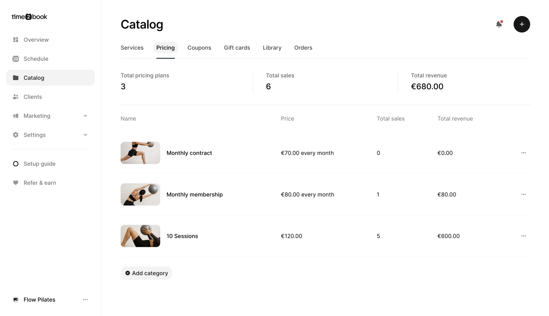 Fitness studio scheduling software