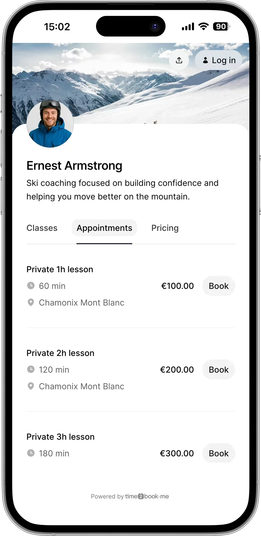 Ski instructor Booking software
