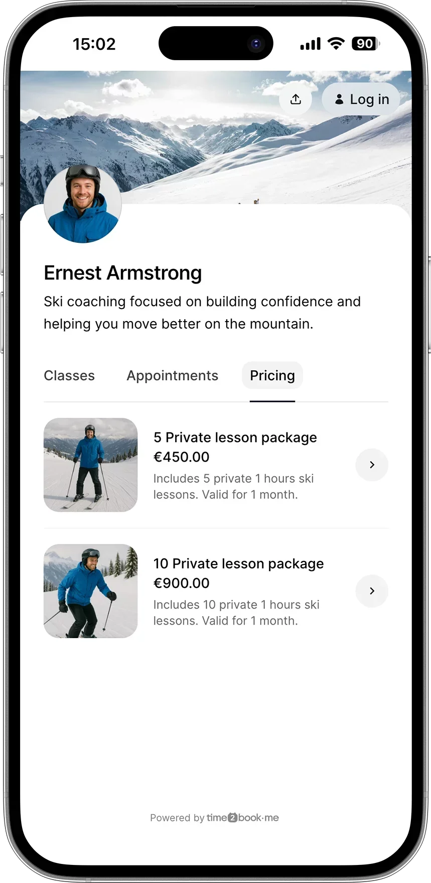 Ski instructor payments software
