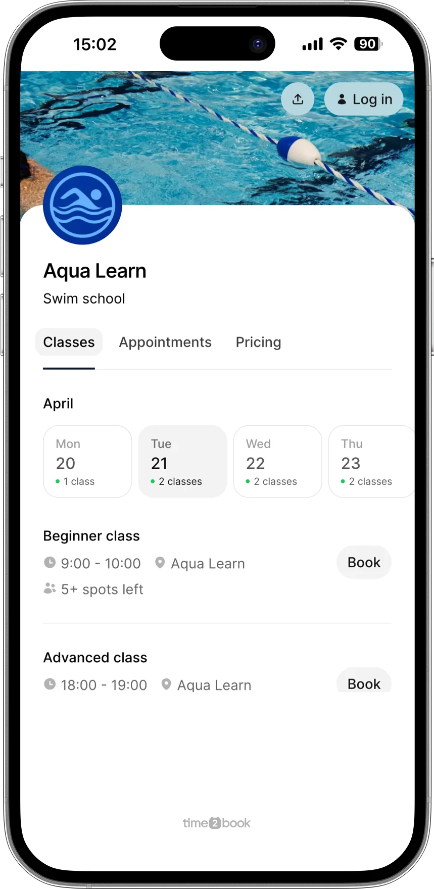 Swim school Booking software