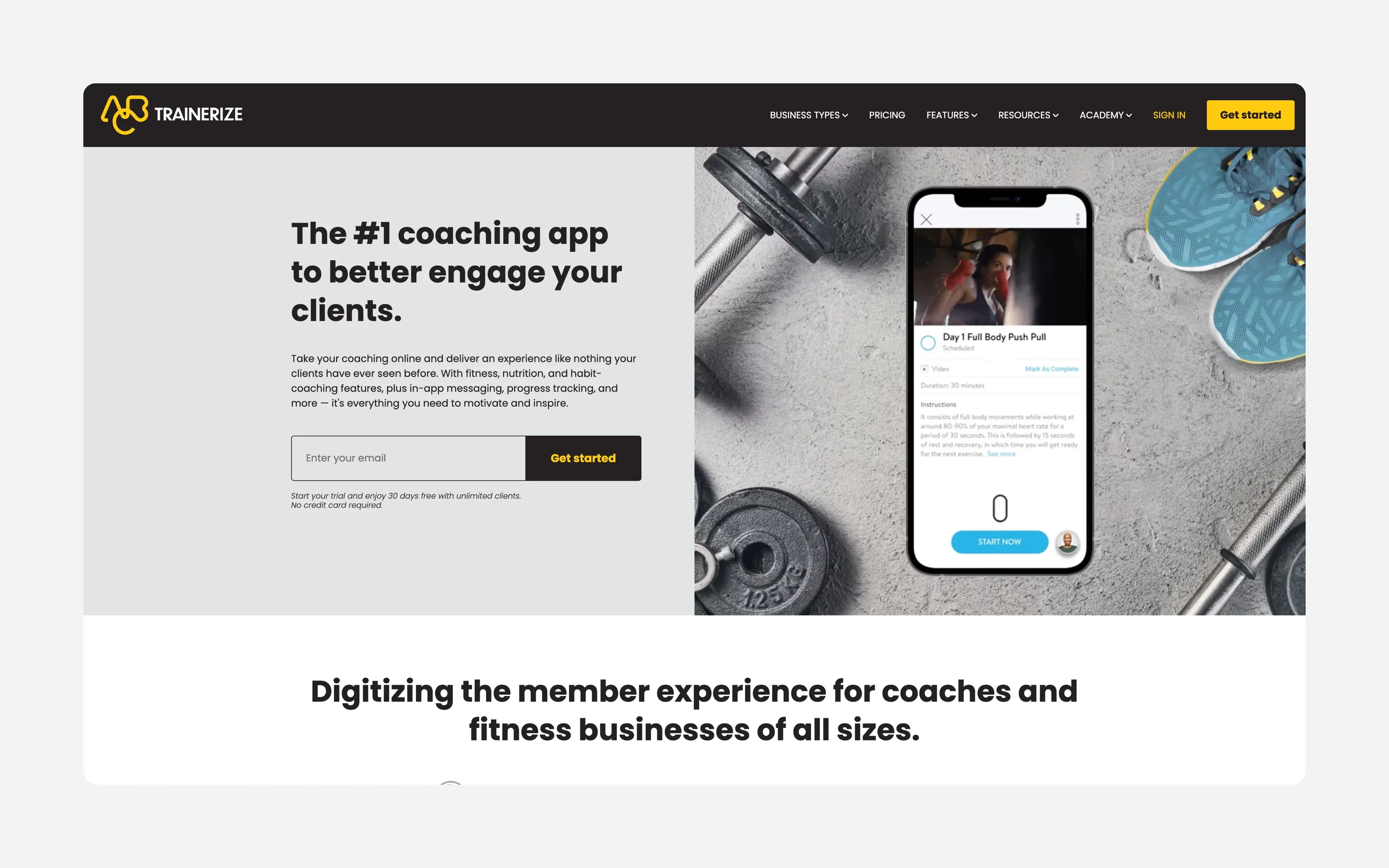 Trainerize personal trainer software with workout programming, client engagement tools, and branded mobile app