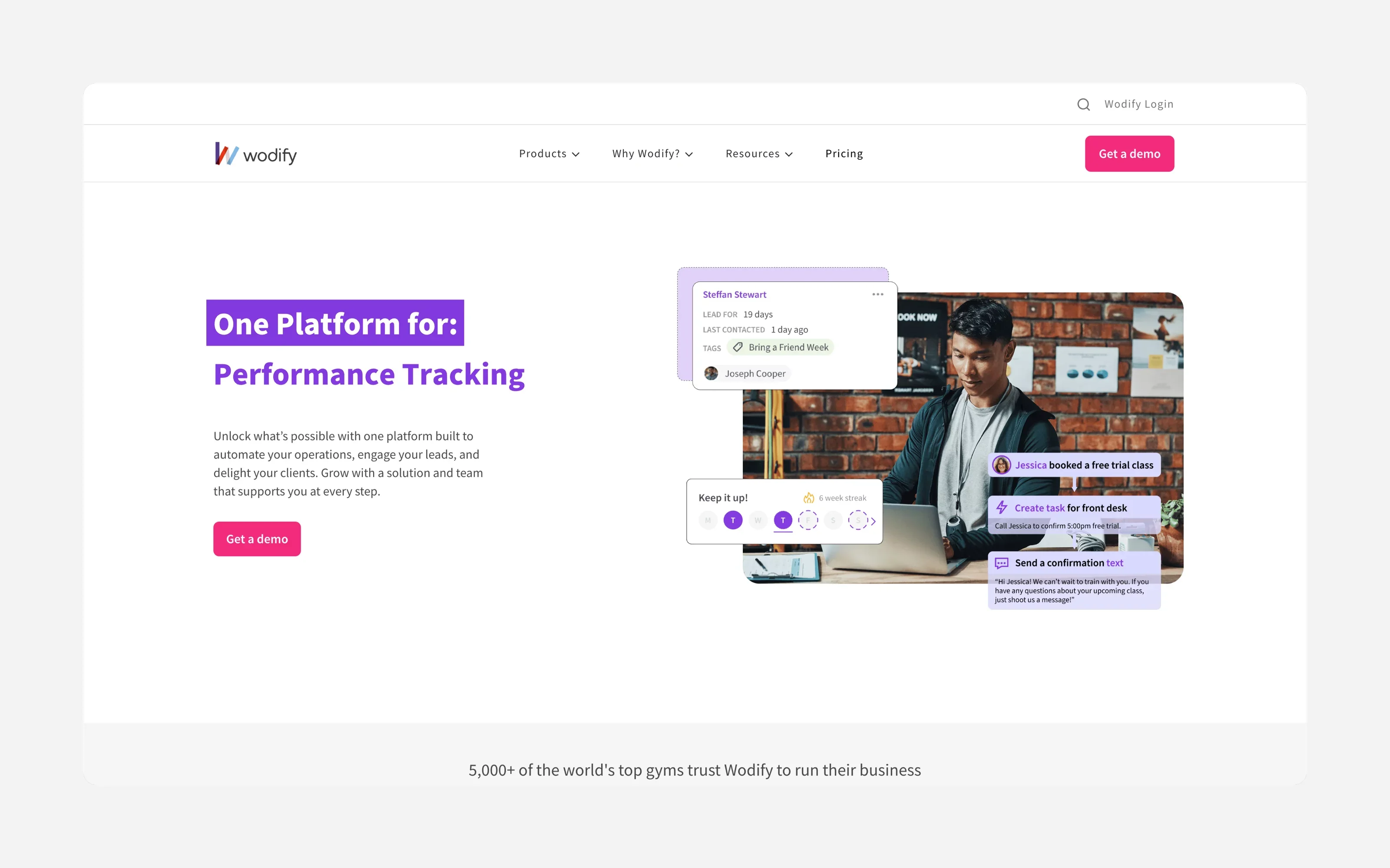 Wodify homepage booking software